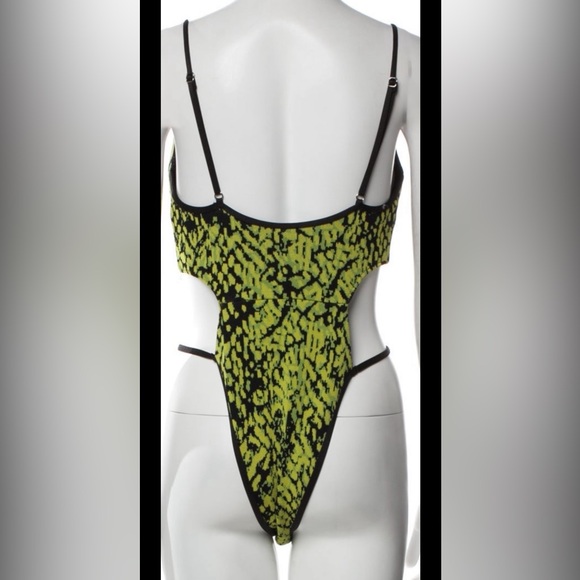 Michael Costello Neon Yellow and Black One Piece Swimsuit - Picture 1 of 3